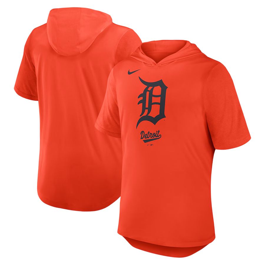 Men 2025 MLB Detroit Tigers Orange Hooded T-shirt-0
